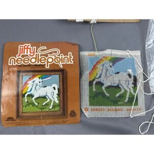 Vintage Jiffy Needlepoint kit, "The Unicorn's Rainbow